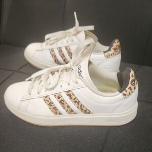 Adidas Women's White Sneakers with Leopard Print